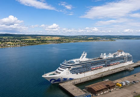 Cruise guests meeting Aleman near Invergordon Port before their shore tour