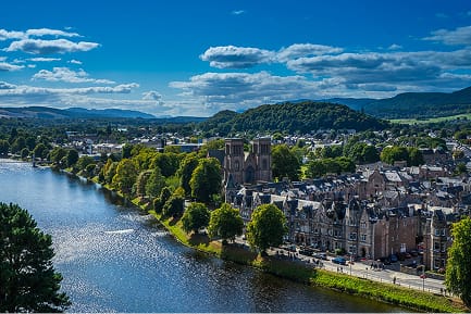 River Ness and Inverness city scenery on a private thematic Highland tour
